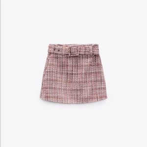 Zara belted tweed mini skirt